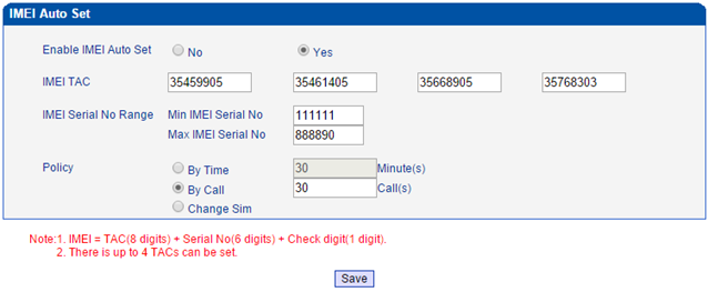 เมนูบน 32 Port GSM/WCDMA
