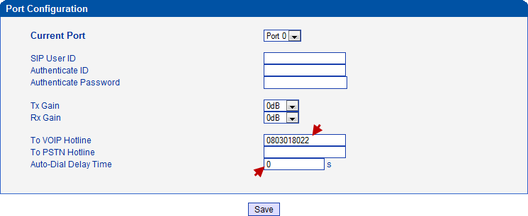 คอนฟิก GSM VoIP Gateway ให้โทรเข้าแบบ Hotline ได้