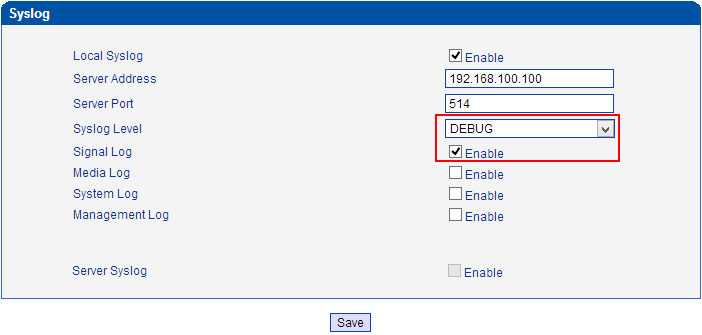 วิธีการ Debug SIP Messages แล้วให้ส่งผลมาที่ Syslog Server