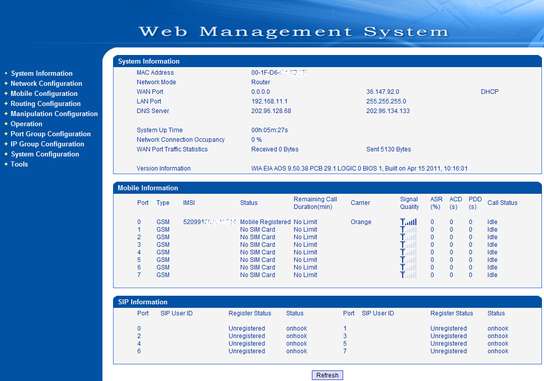 เทคนิคการคอนฟิก GSM VoIP Gateway #2  - คอนฟิกพอร์ต LAN/WAN